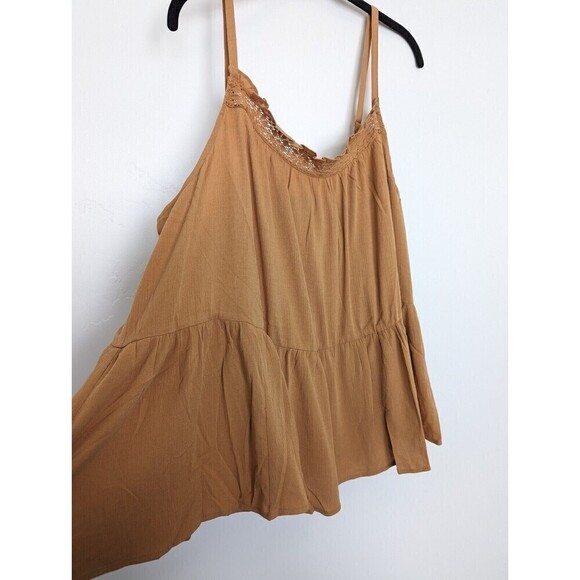 TORRID Gauzy Tank Top Womens Plus‎ Size 3X Tan Flowy Sleeveless Lace Boho NWT - Picture 4 of 11